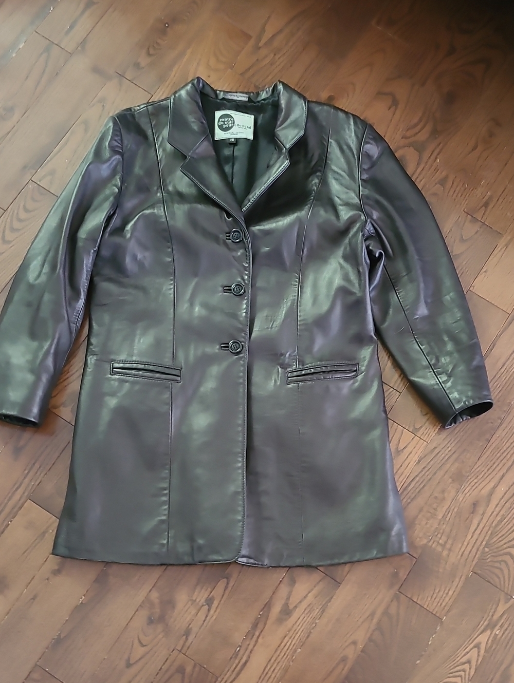 Black Leather Blazer Jacket Classic Vintage Y2K Women's size Large